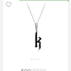 GOTHIC ENAMEL INITIAL LETTER “K” NECKLACE